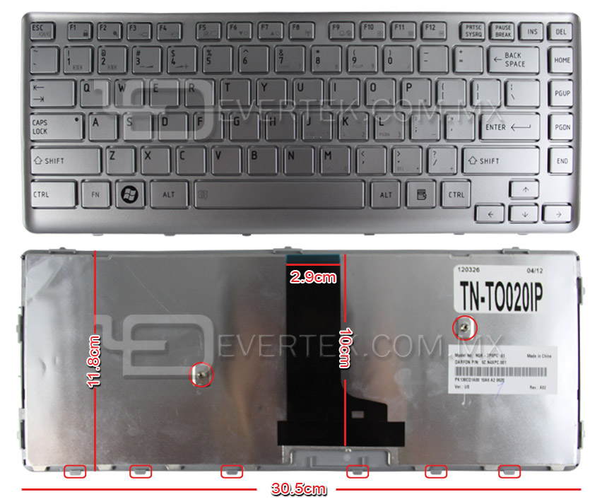 Teclado Toshiba Satellite T230 / T235 Parte: NSK-TP0PC Ref: CLTST230T235 - Image 2